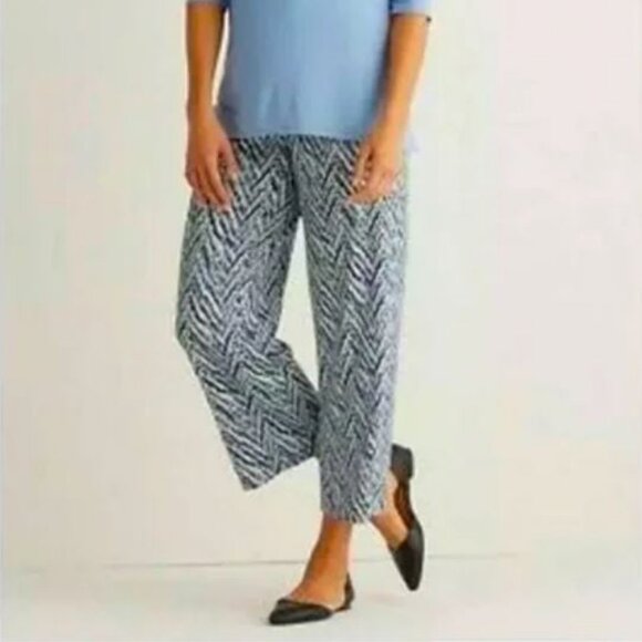 *NWT* J.JILL WEAREVER PRINT FULL-LEG CROPPED PANT_BREEZE_L_$79 - Picture 1 of 2